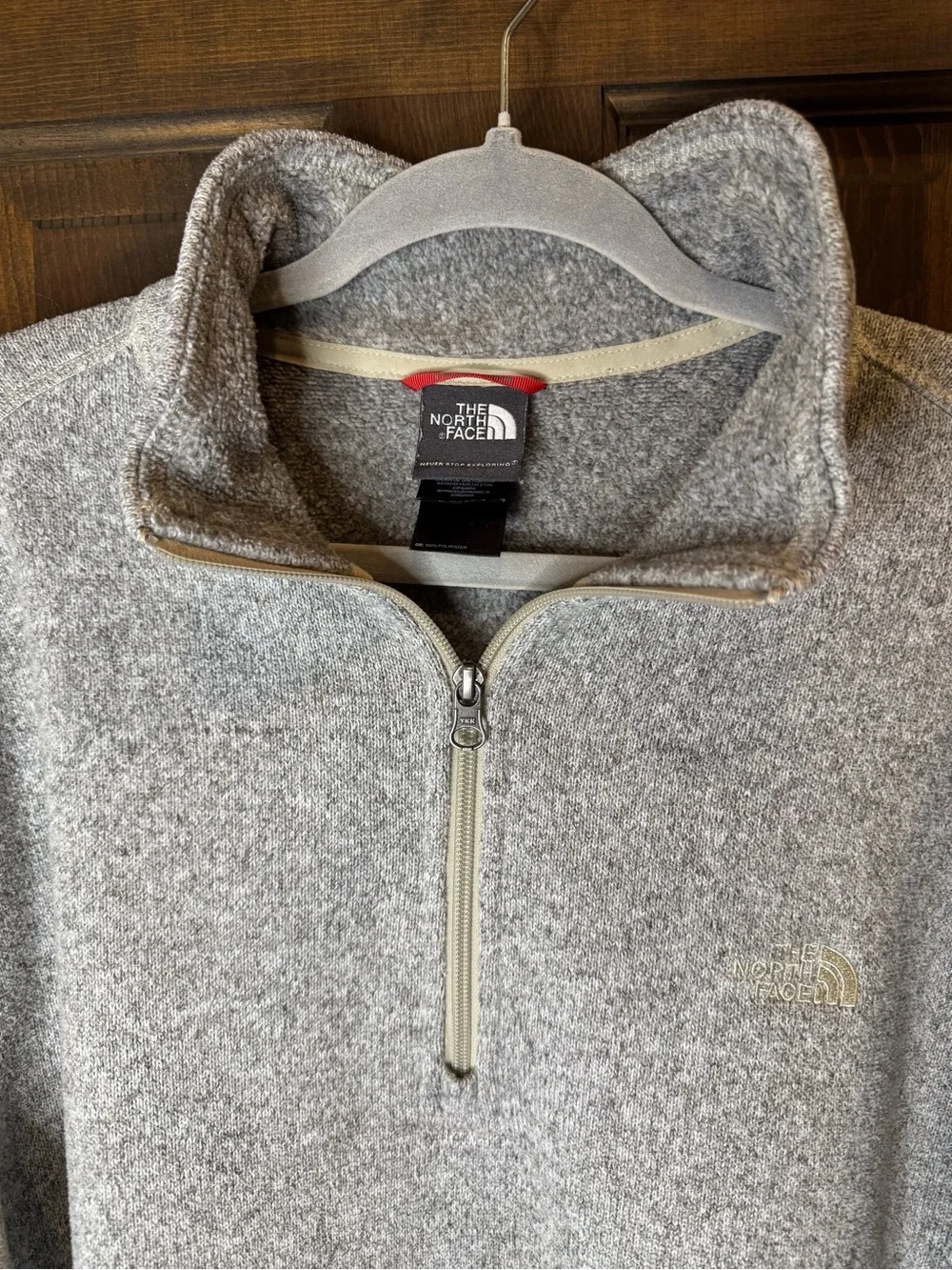 The North Face Mens Large Gray Sweater Fleece 1/4 Zip Pullover Gorpcore Hiking